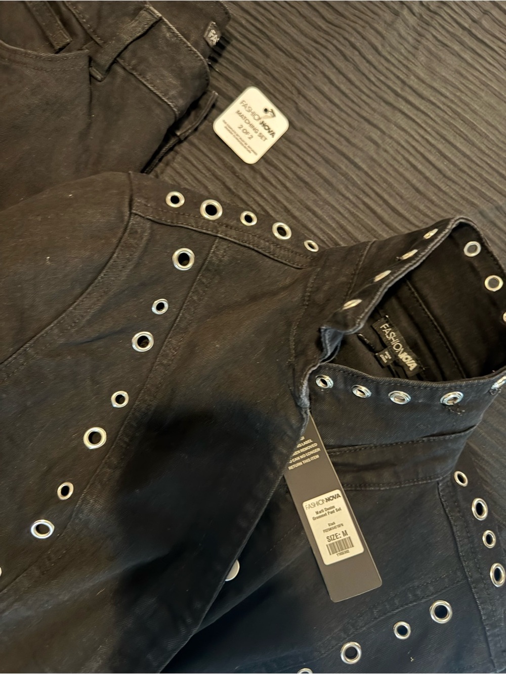 Fashion Nova Black Grommet Eyelet Jacket
